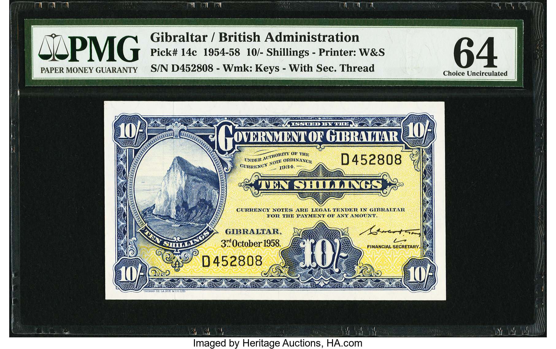 image for: Gibraltar  10 shillings (B112d)