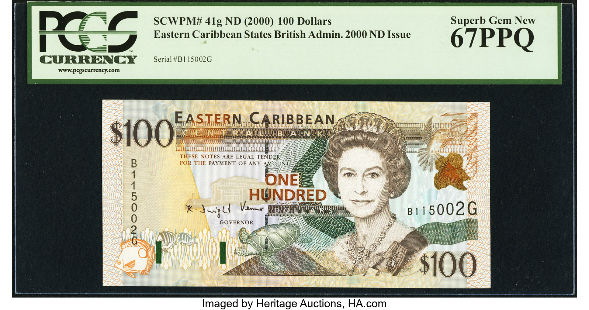 image for: East Caribbean States  100 dollars (B225v)