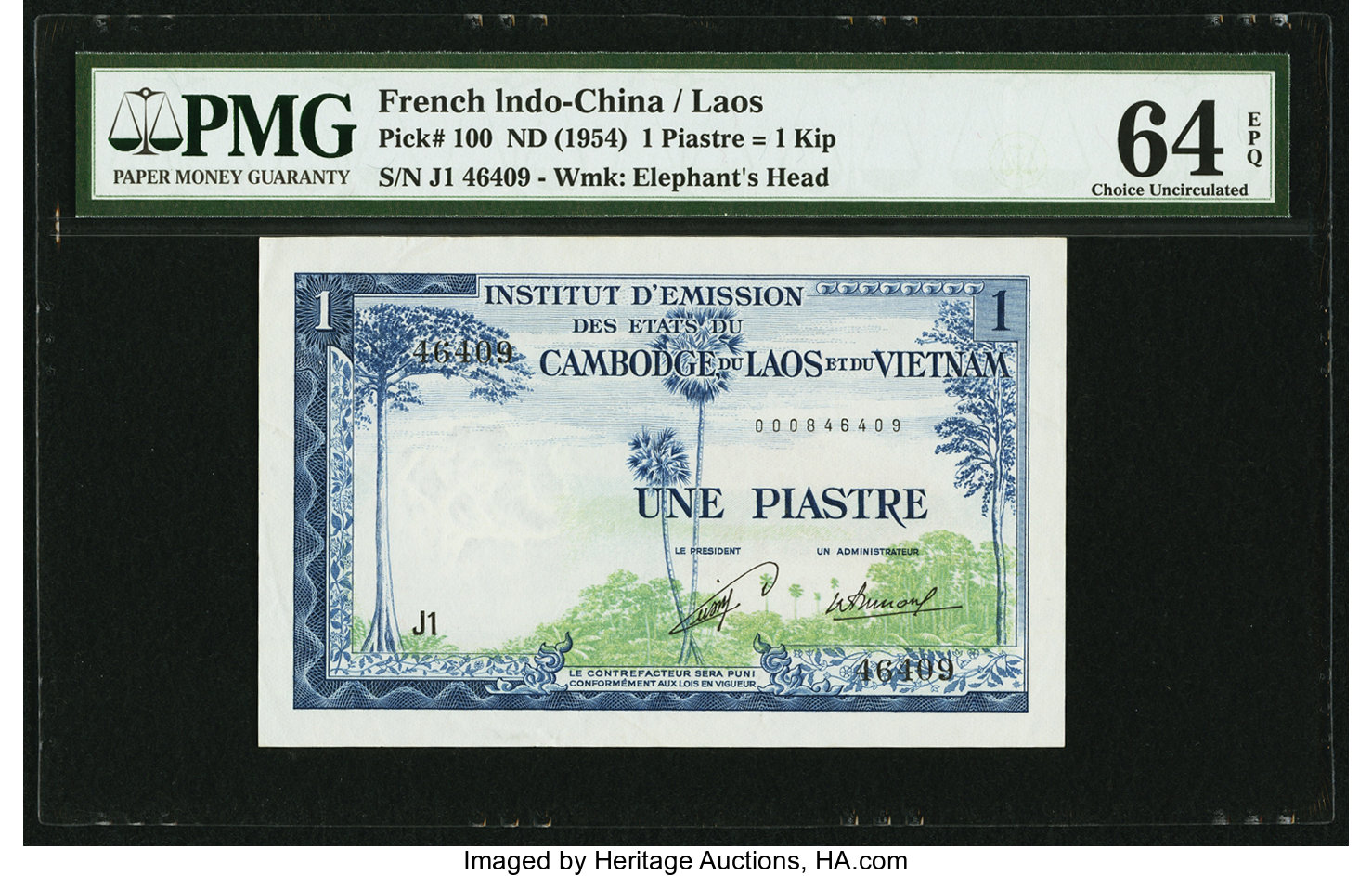 image for: French Indo-China  1 piastre(B409b)