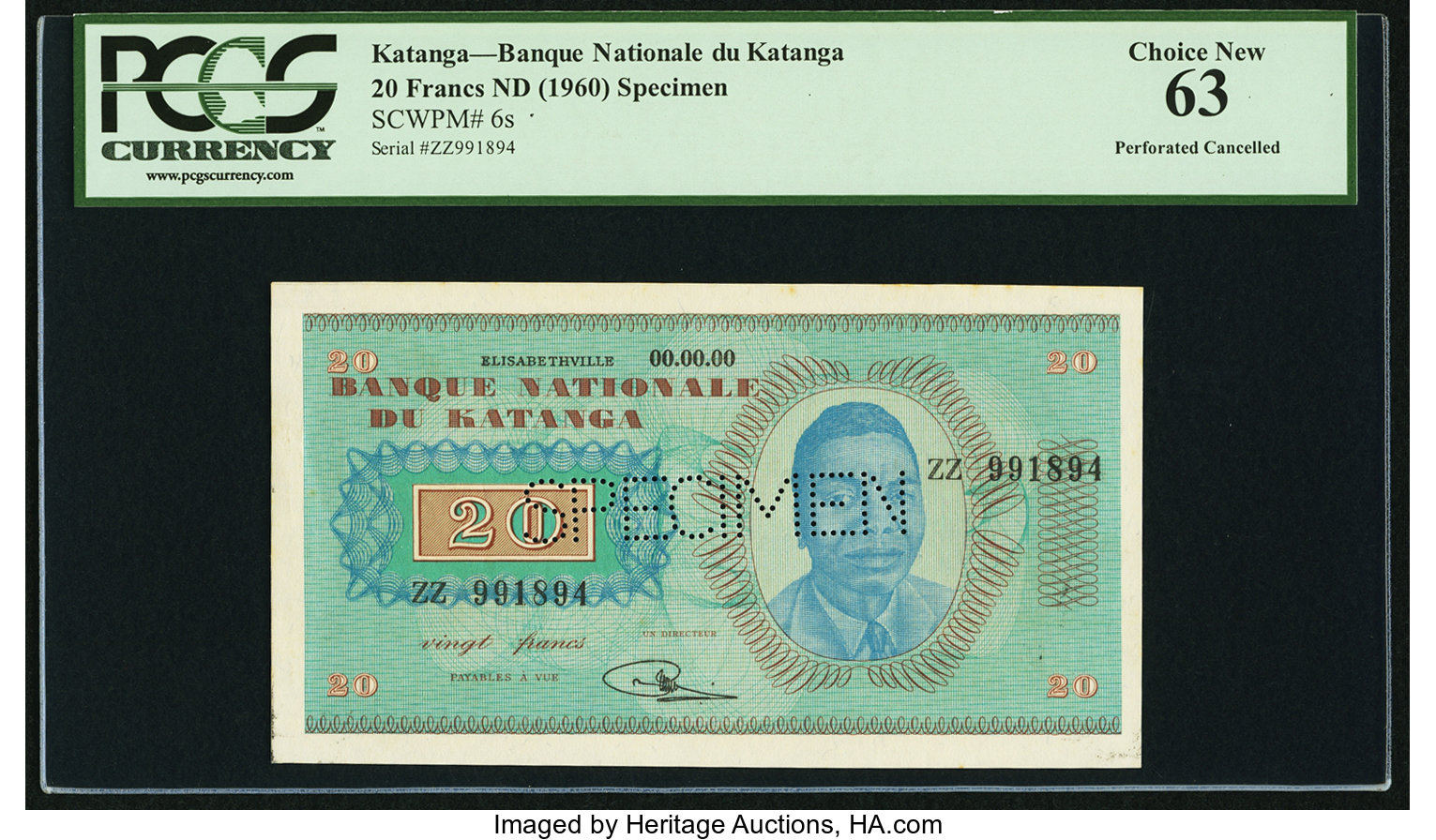 image for: Katanga  20 francs(B204b)