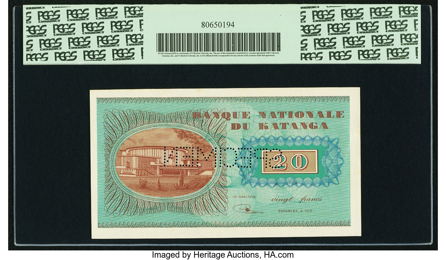 image for: Katanga  20 francs(B204s)