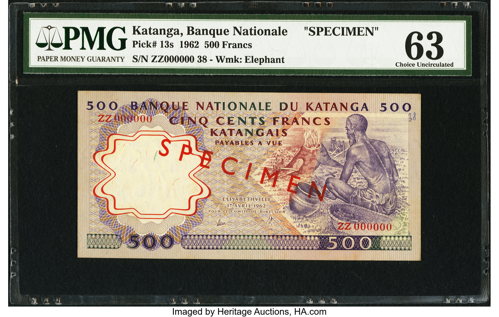 image for: Katanga  500 francs(B210a)