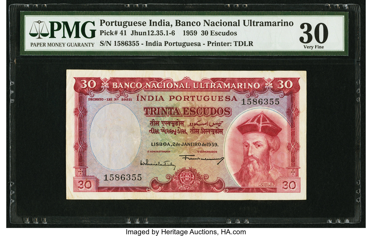 image for: Portuguese India  30 escudos(B330a)