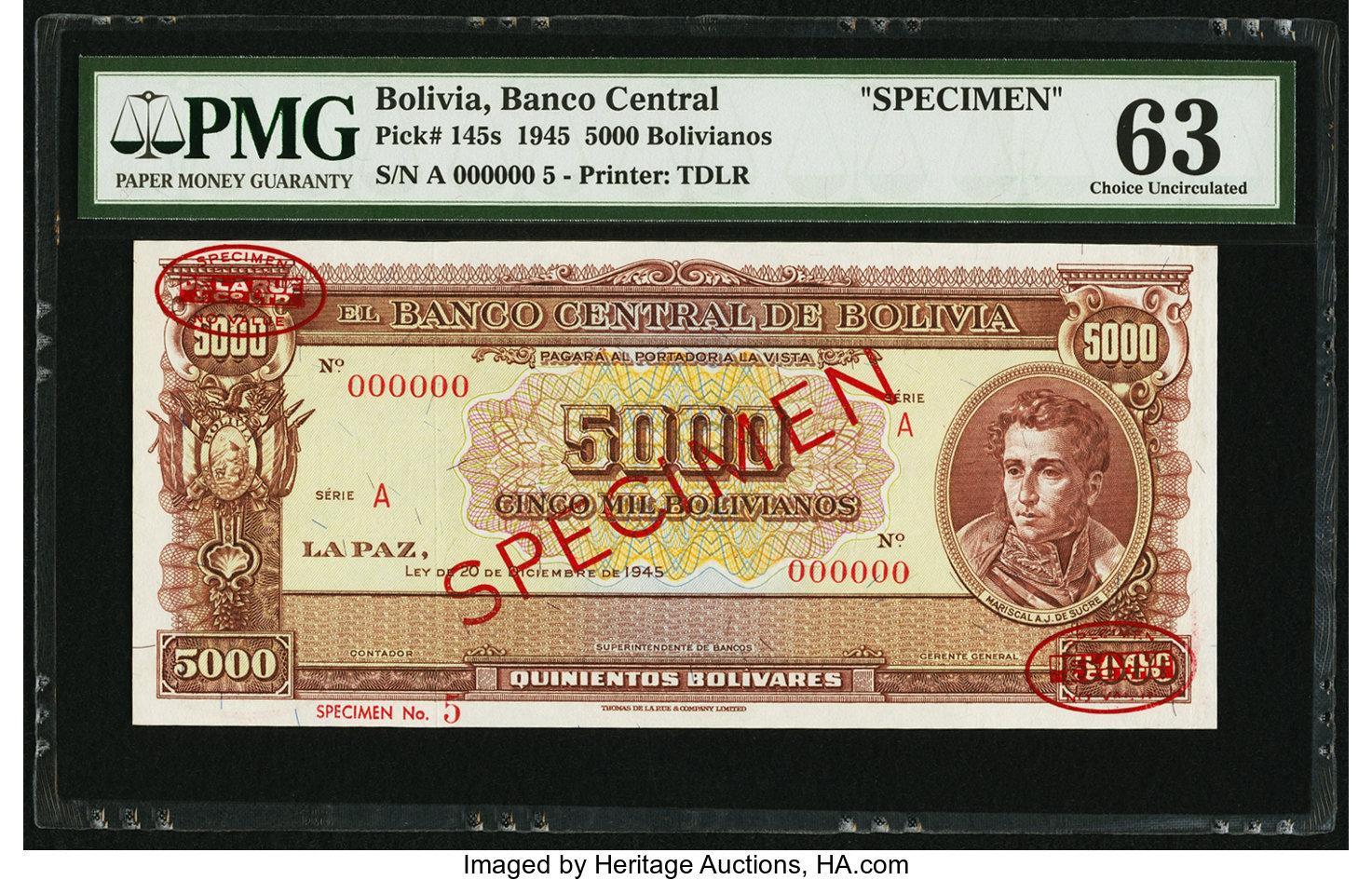 image for: Bolivia  5,000 bolivianos = 500 bol?vares(B334s1)