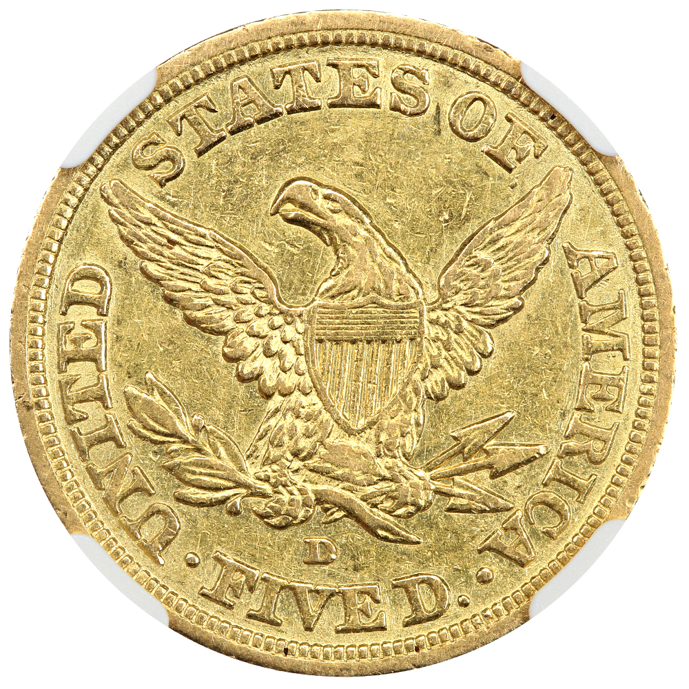 image for: 1842-D $5 NGC AU50 (Large Date)