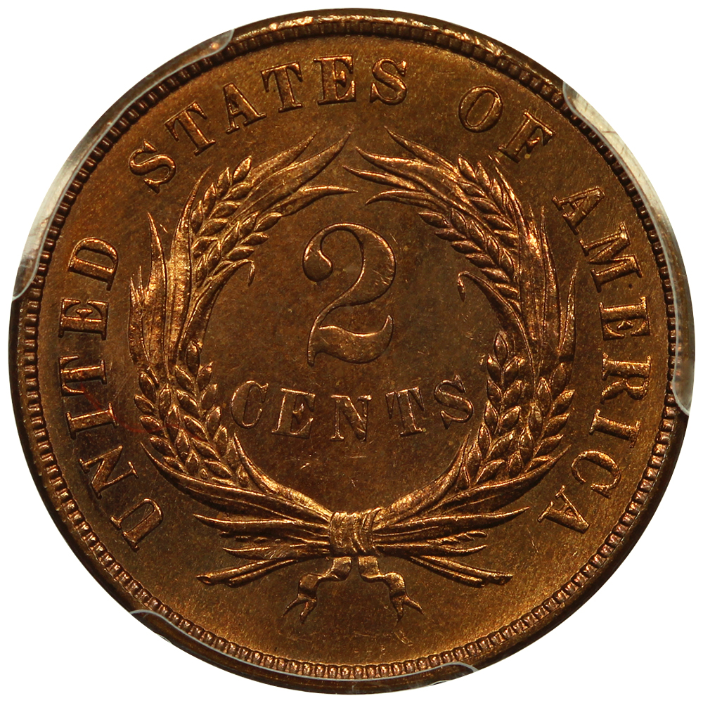 image for: 1872 2c PCGS/CAC MS65+ RD