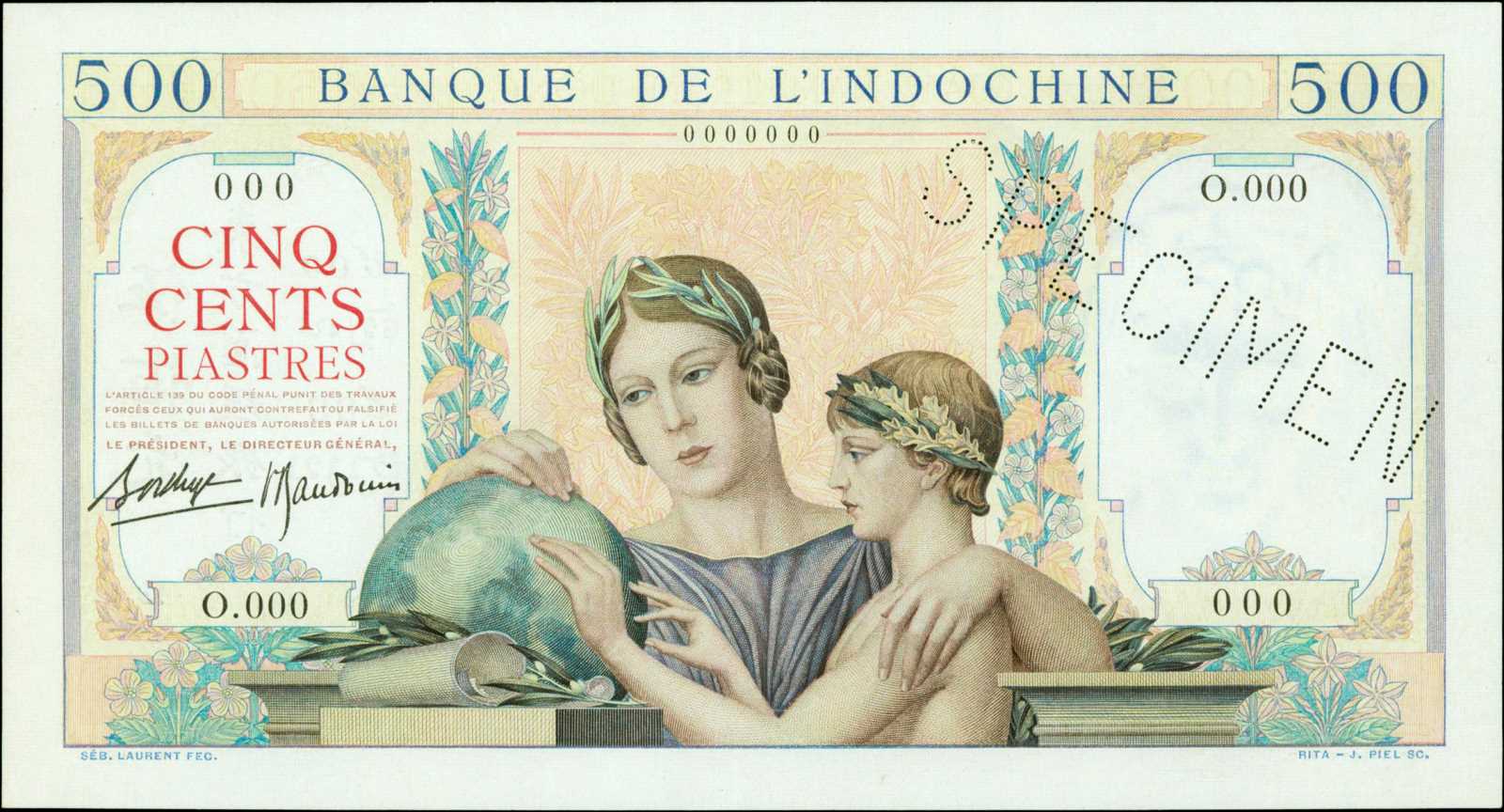 image for: French Indo-China  500 piastres(B144a)