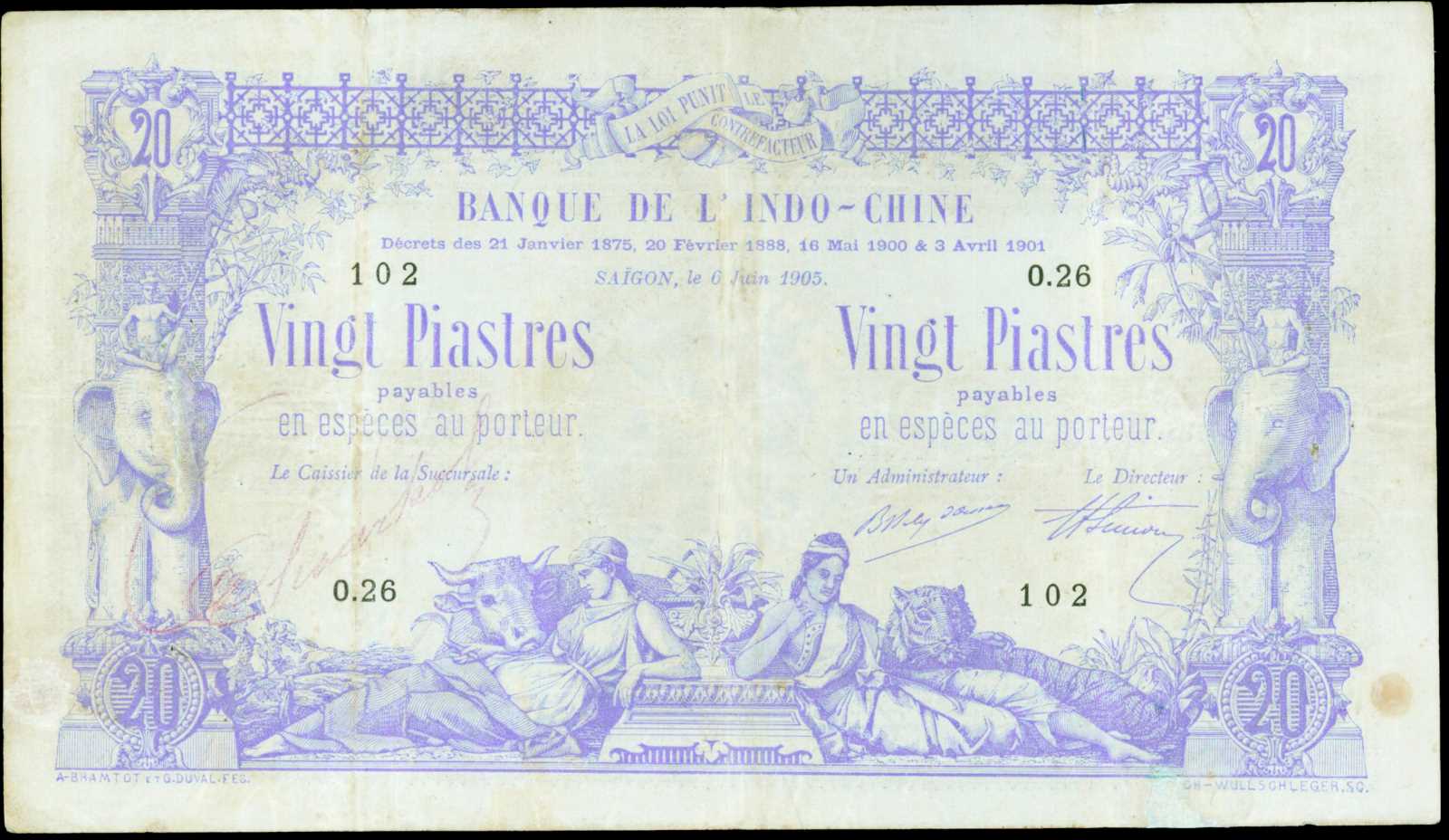 image for: French Indo-China  20 piastres(B117a)