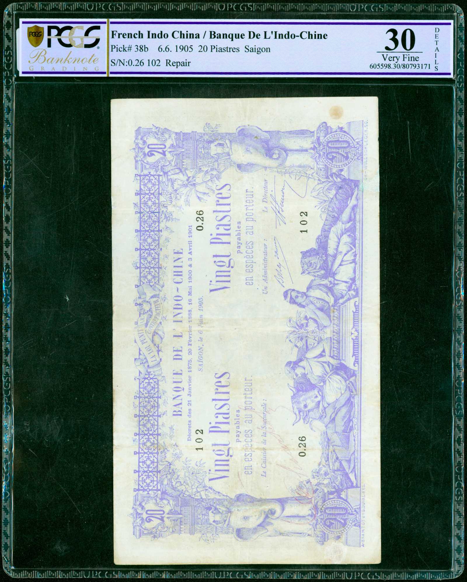 image for: French Indo-China  20 piastres(B117as)
