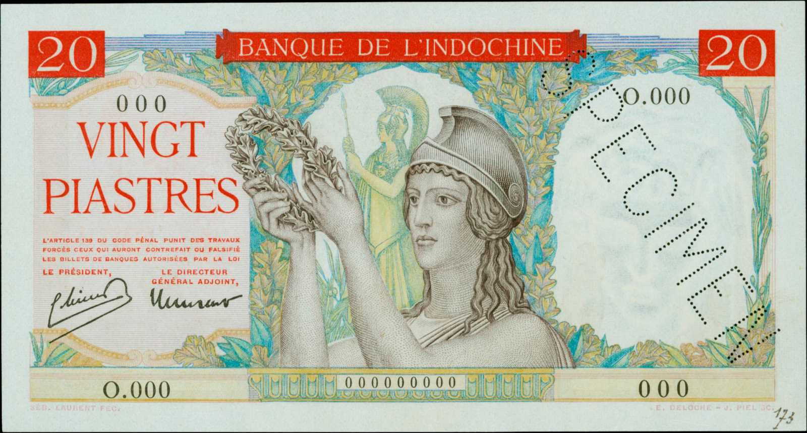 image for: French Indo-China  20 piastres(B165a)