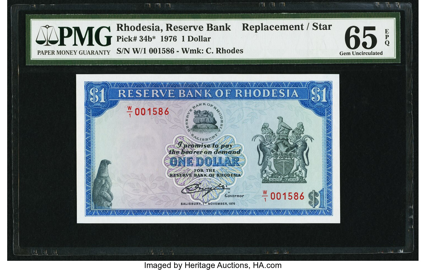 image for: Rhodesia  1 dollar(B107l)
