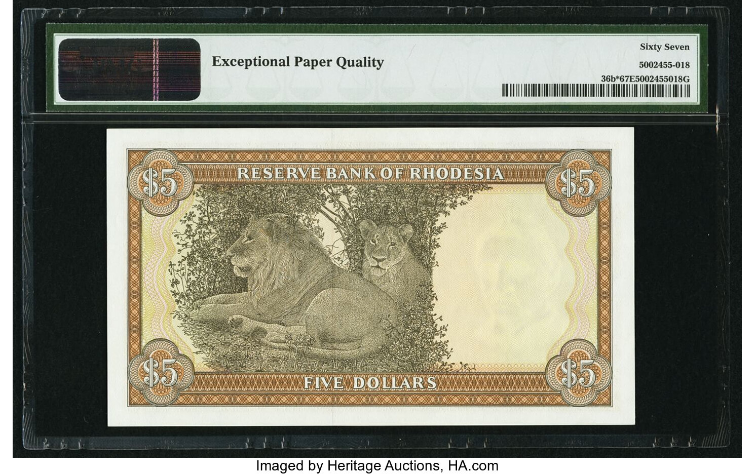 image for: Rhodesia  5 dollars(B109b)