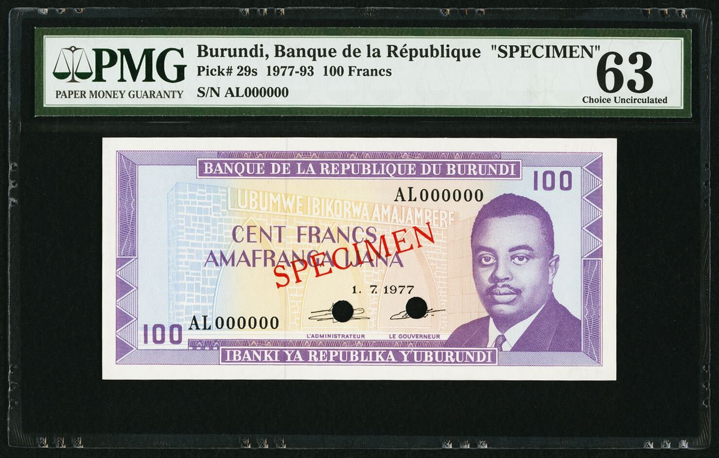 image for: Burundi  100 francs (B217a)