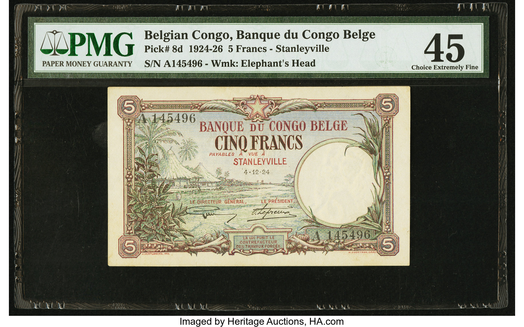 image for: Belgian Congo  5 francs (B203a1)