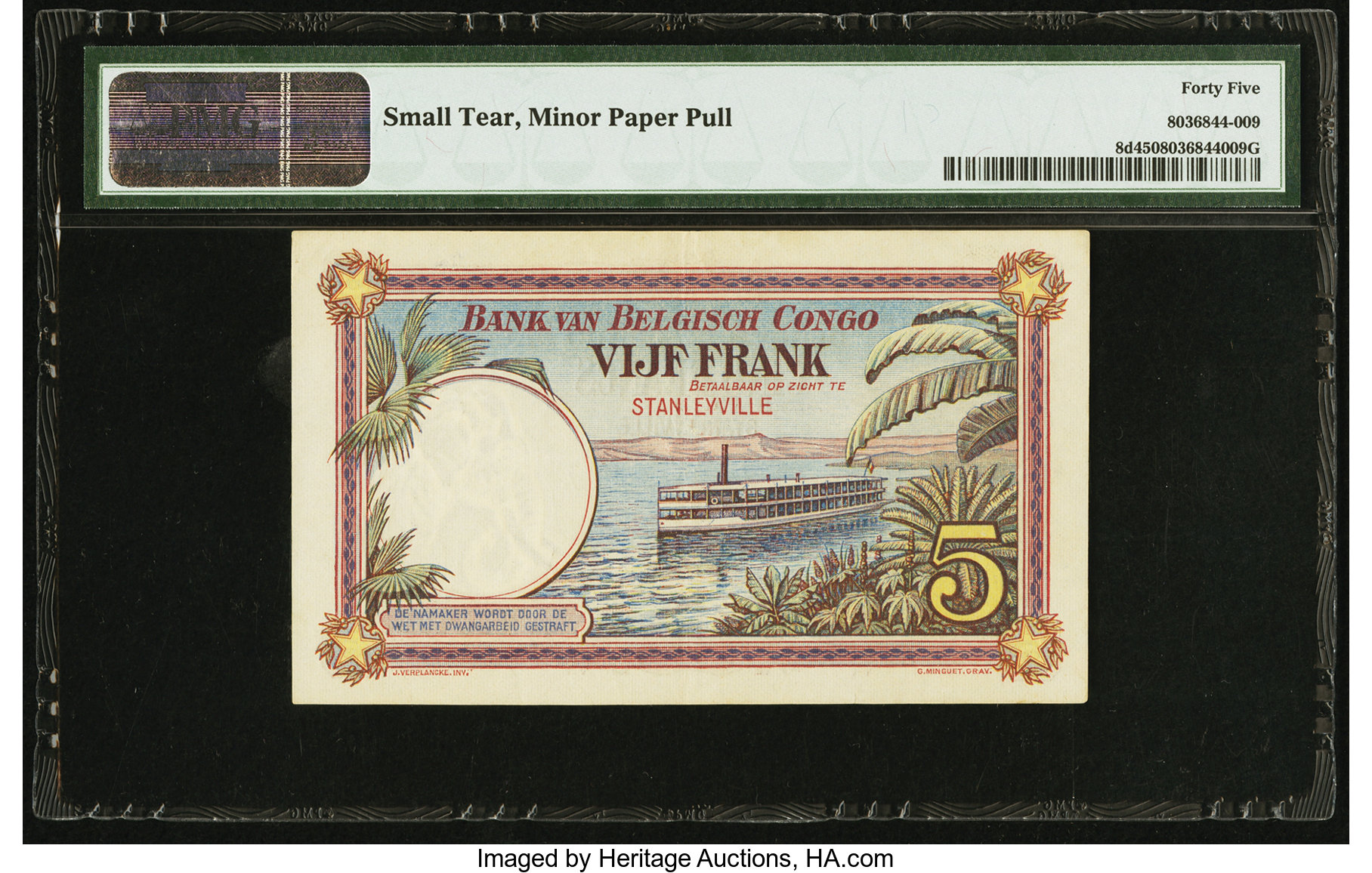image for: Belgian Congo  5 francs (B203b2)