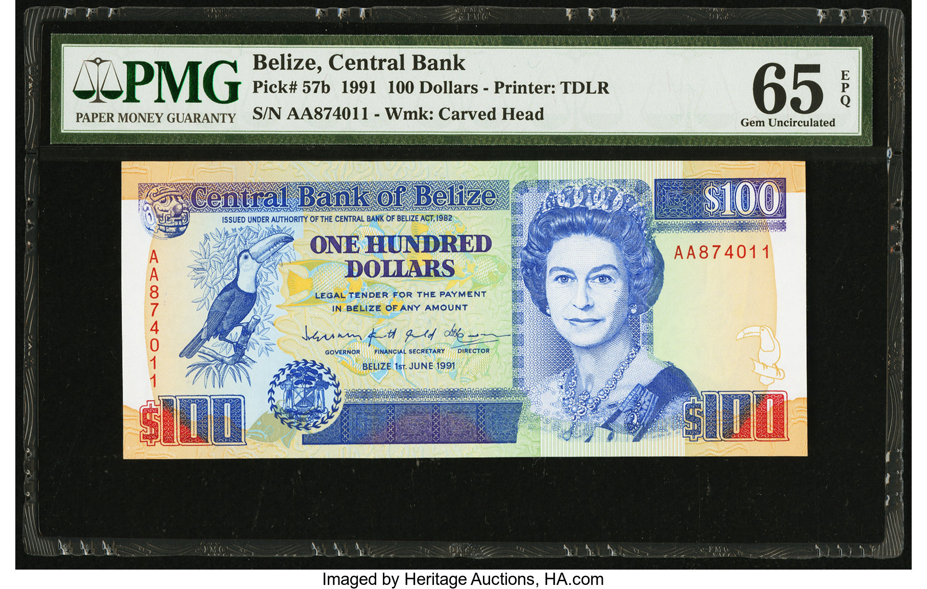 image for: Belize  100 dollars (B315a)