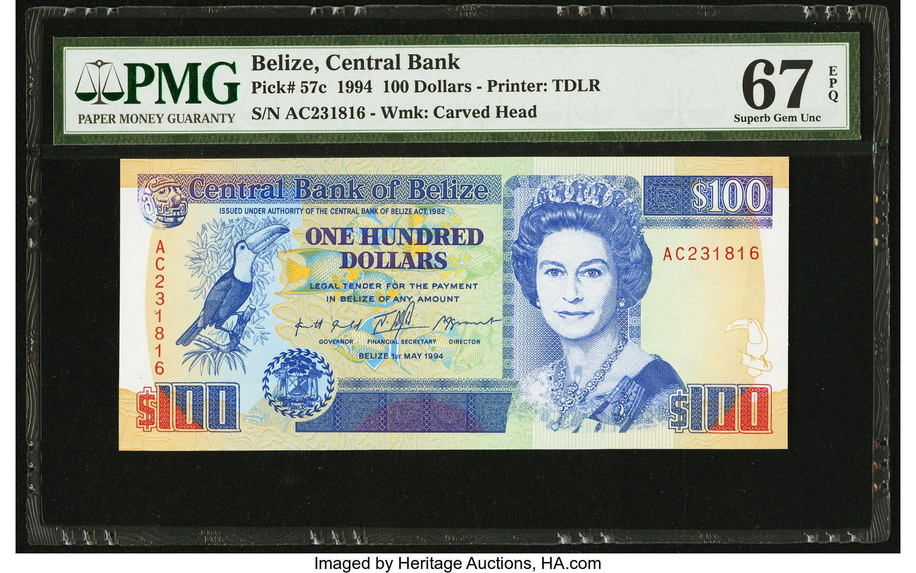 image for: Belize  100 dollars (B315a)