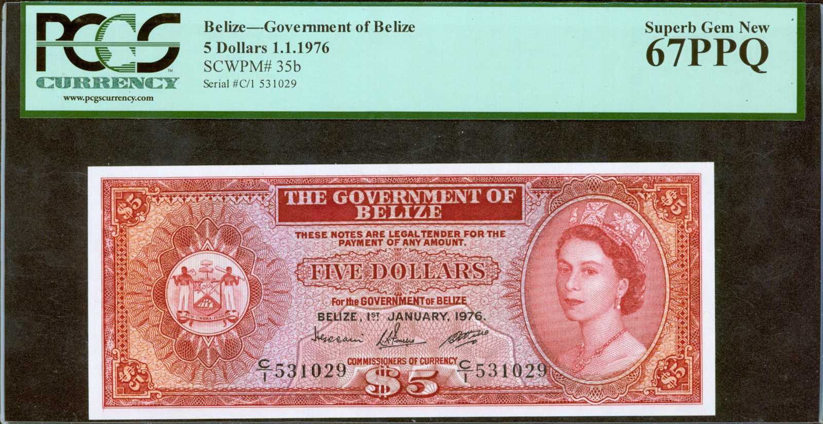 image for: Belize  5 dollars (B103t)