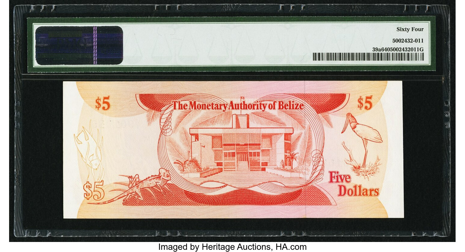 image for: Belize  5 dollars (B202ap)