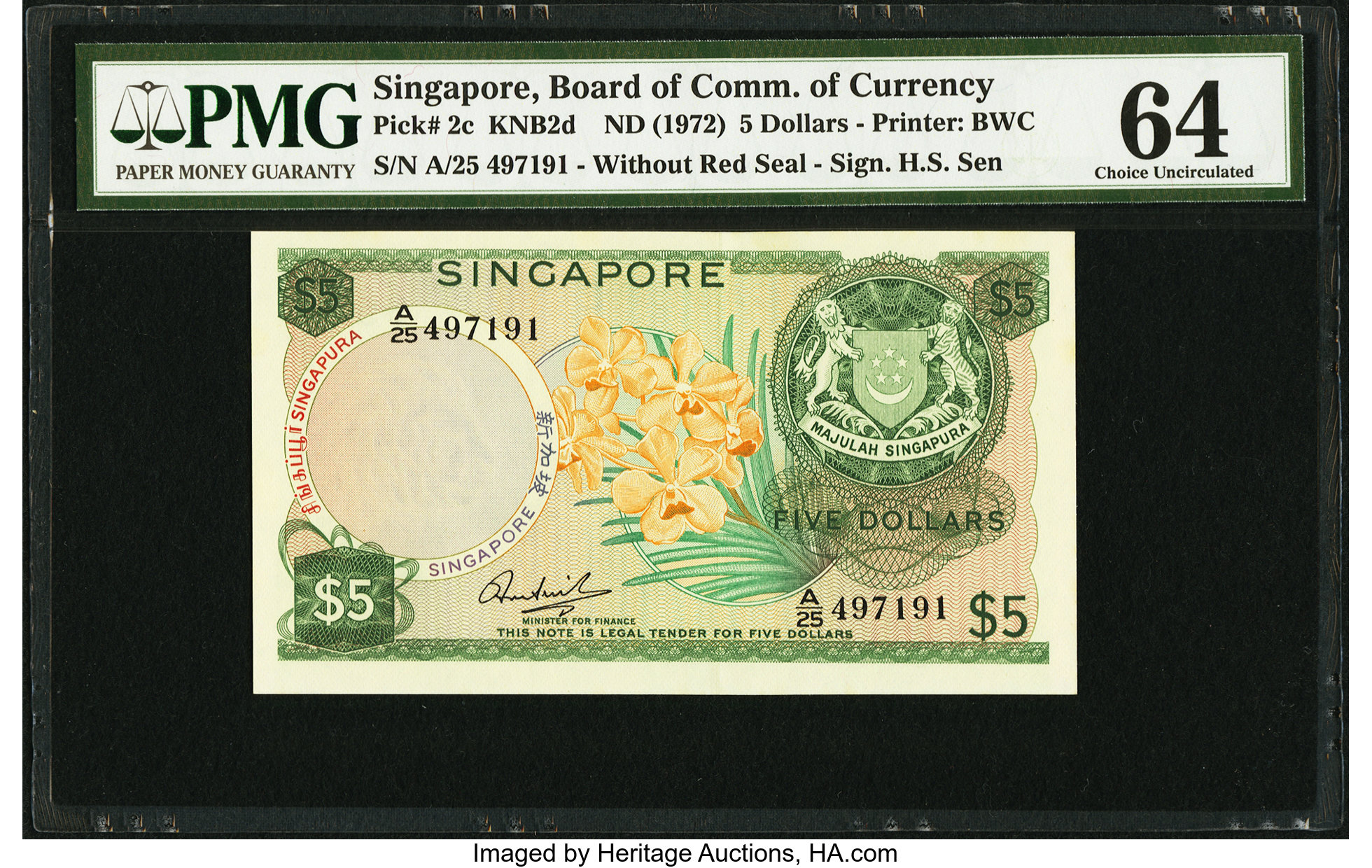 image for: Singapore  5 dollars (B102t)