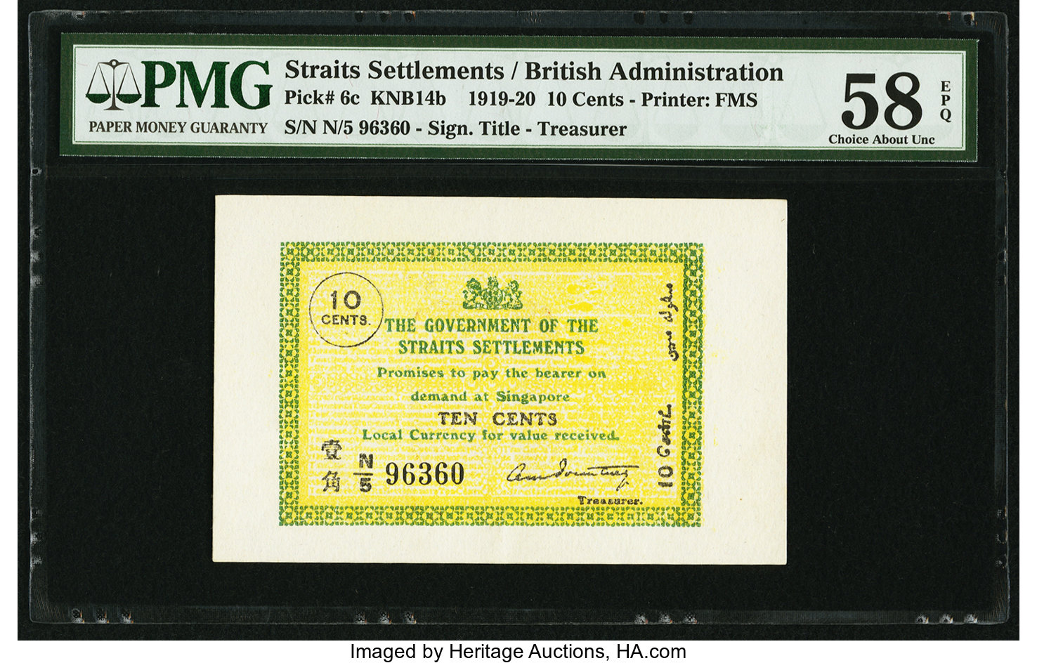 image for: Straits Settlements  10 cents(B115c)