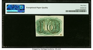 image for: Surcharge Inking Error Fr. 1245 10¢ Second Issue PMG About Uncirculated 53 EPQ....