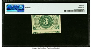 image for: Cutting Error Fr. 1227 3¢ Third Issue PMG About Uncirculated 55....