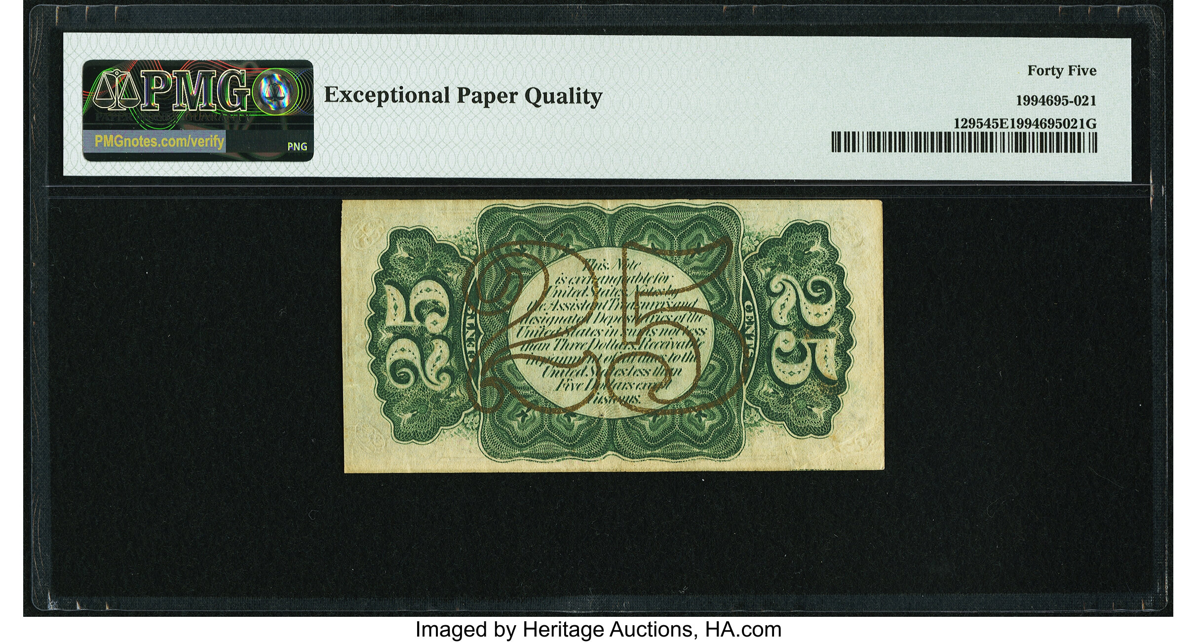 image for: Fold Over Error Fr. 1295 25¢ Third Issue PMG Choice Extremely Fine 45 EPQ....
