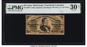 image for: Fr. 1300 25¢ Third Issue PMG Very Fine 30 Net....