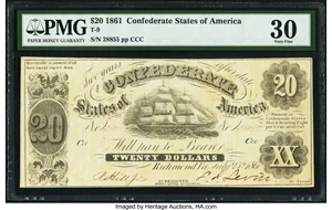 image for: T9 $20 PF-9 Cr. 29B 1861 PMG Very Fine 30....