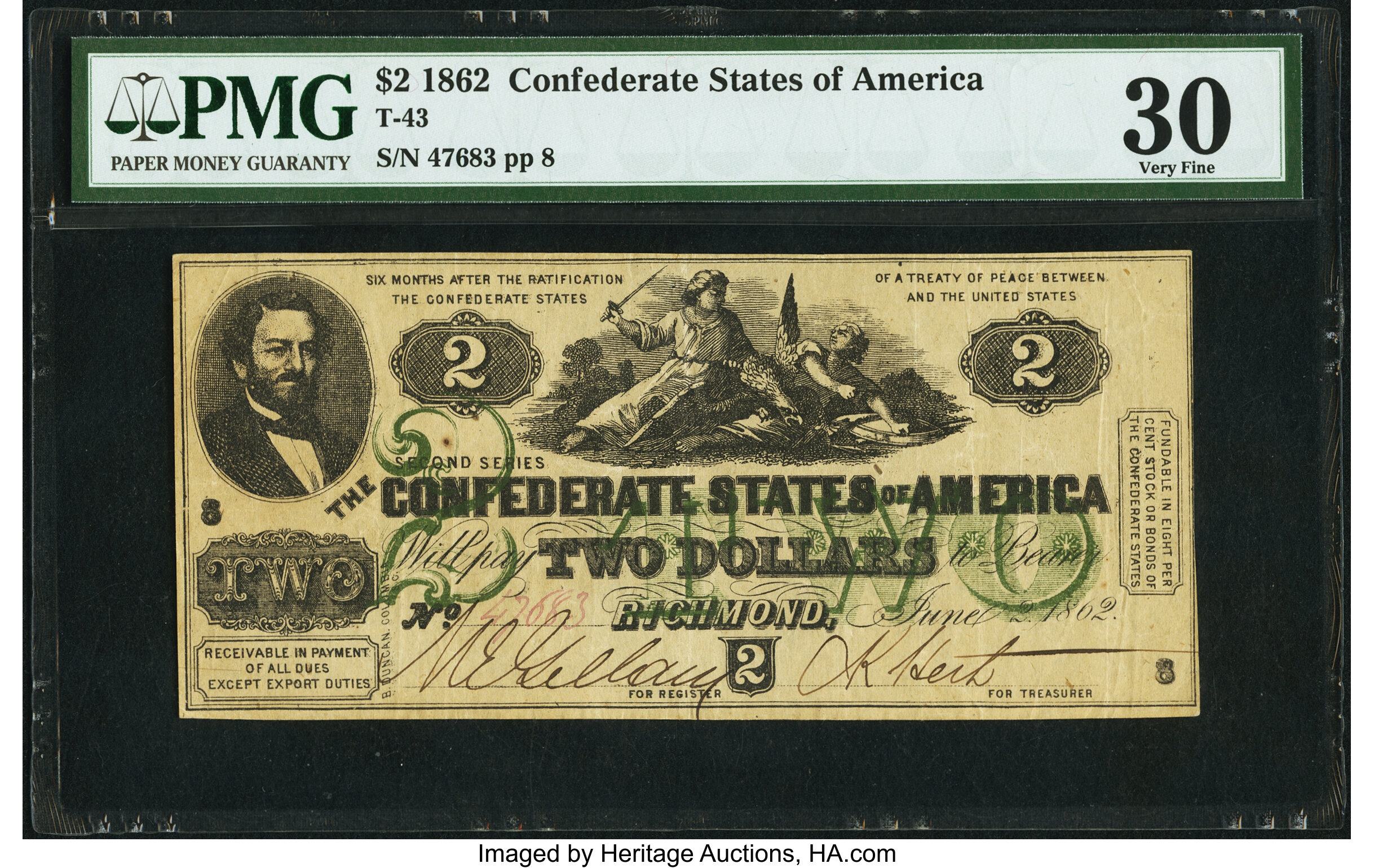 image for: T43 $2 1862 PF-1 Cr. 338 PMG Very Fine 30....