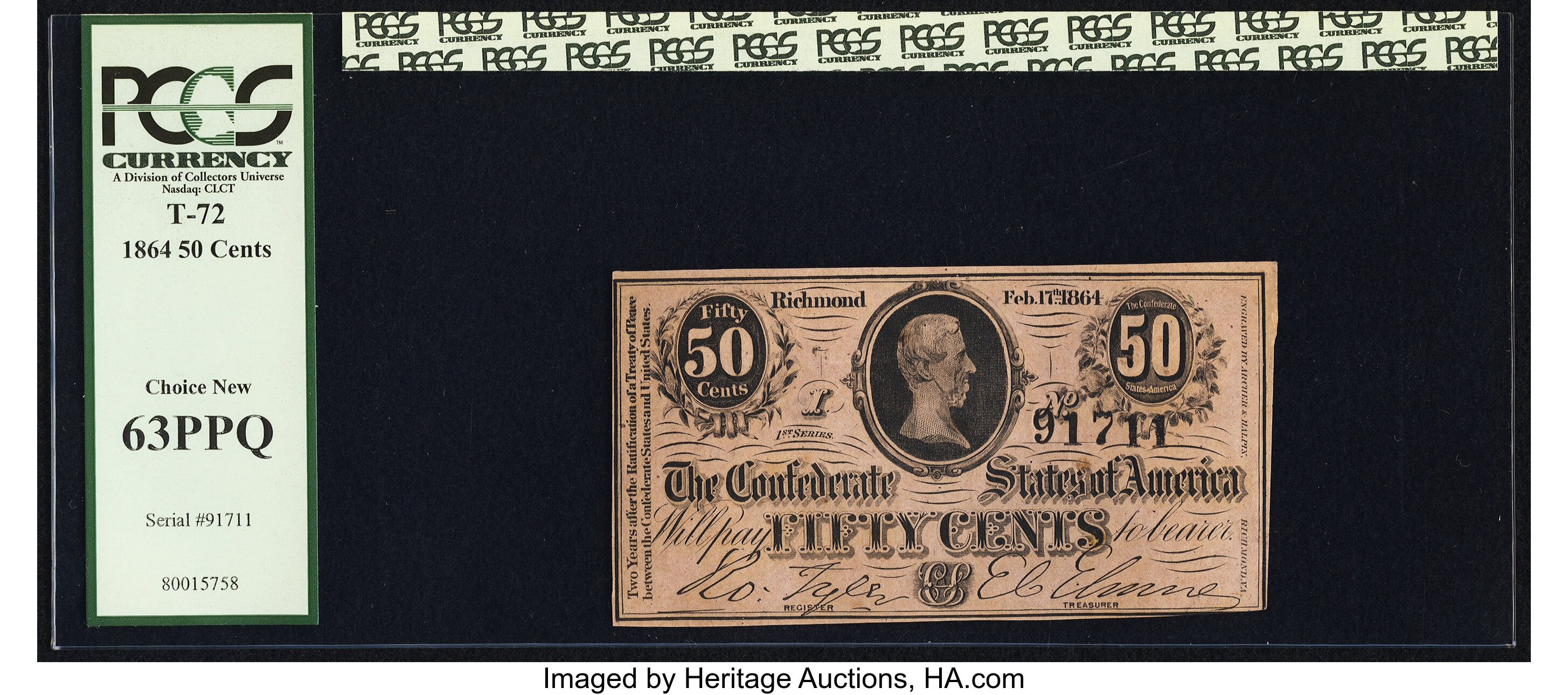 image for: T72 50 Cents 1864 PF-1 Cr. 578 PCGS Choice New 63PPQ....