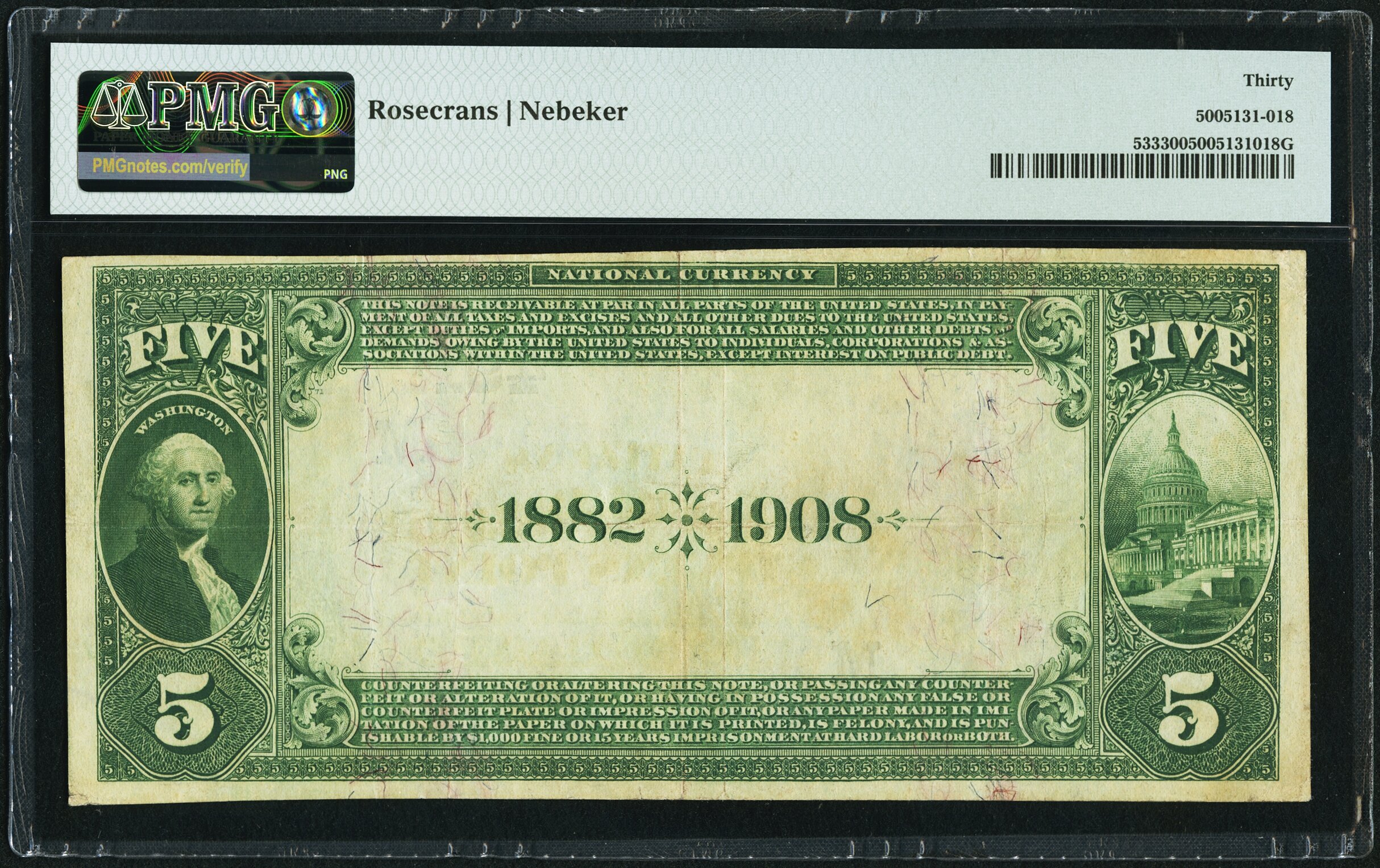 image for: Stevens Point, WI - $5 1882 Date Back Fr. 533 The Citizens National Bank Ch. # (M)4912 PMG Very Fine 30....