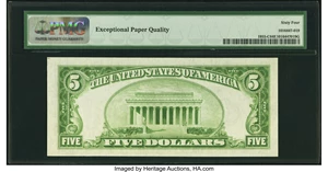 image for: Fr. 1955-C $5 1934 Federal Reserve Note. PMG Choice Uncirculated 64 EPQ....