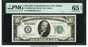 image for: Fr. 2000-K $10 1928 Federal Reserve Note. PMG Gem Uncirculated 65 EPQ....