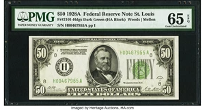 image for: Fr. 2101-H $50 1928A Federal Reserve Note. PMG Gem Uncirculated 65 EPQ....