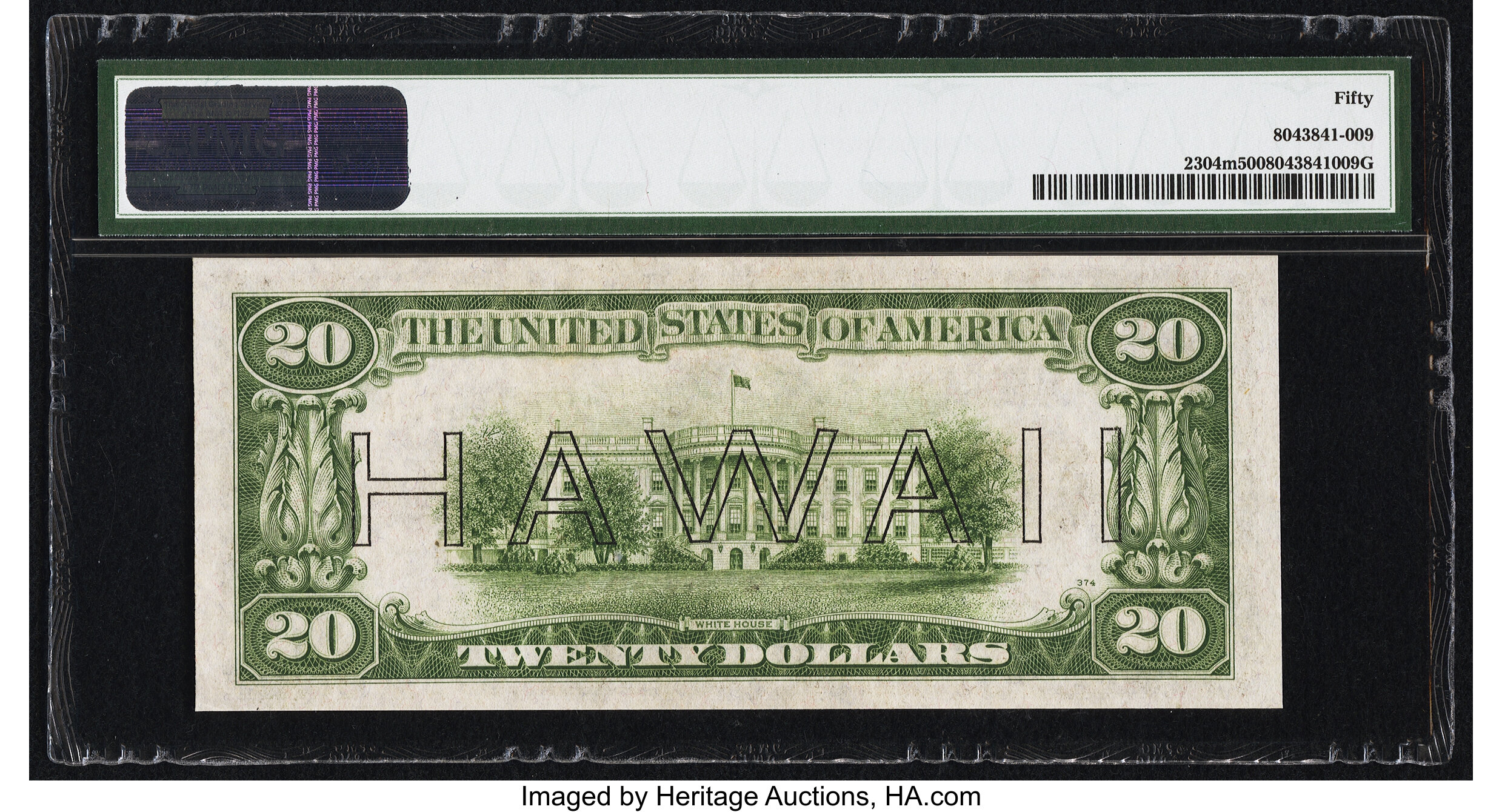 image for: Fr. 2304 $20 1934 Mule Hawaii Federal Reserve Note. PMG About Uncirculated 50....