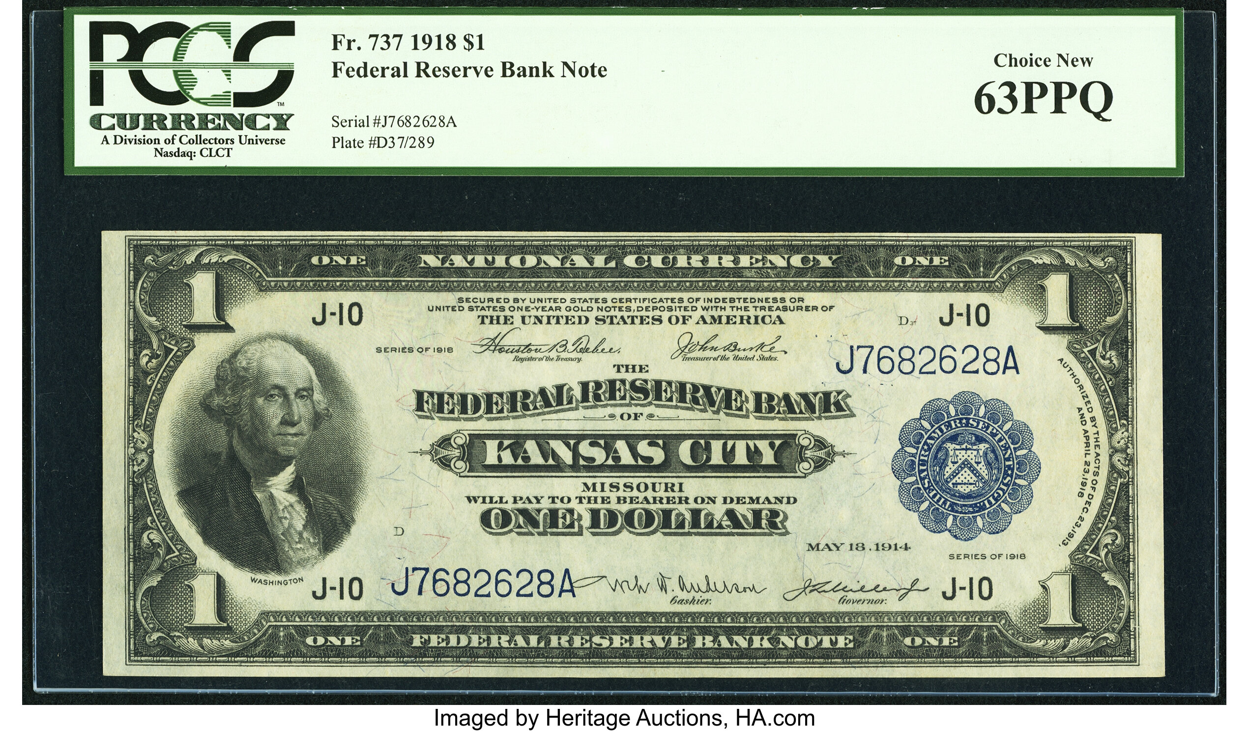 image for: Fr. 737 $1 1918 Federal Reserve Bank Note PCGS Choice New 63PPQ....