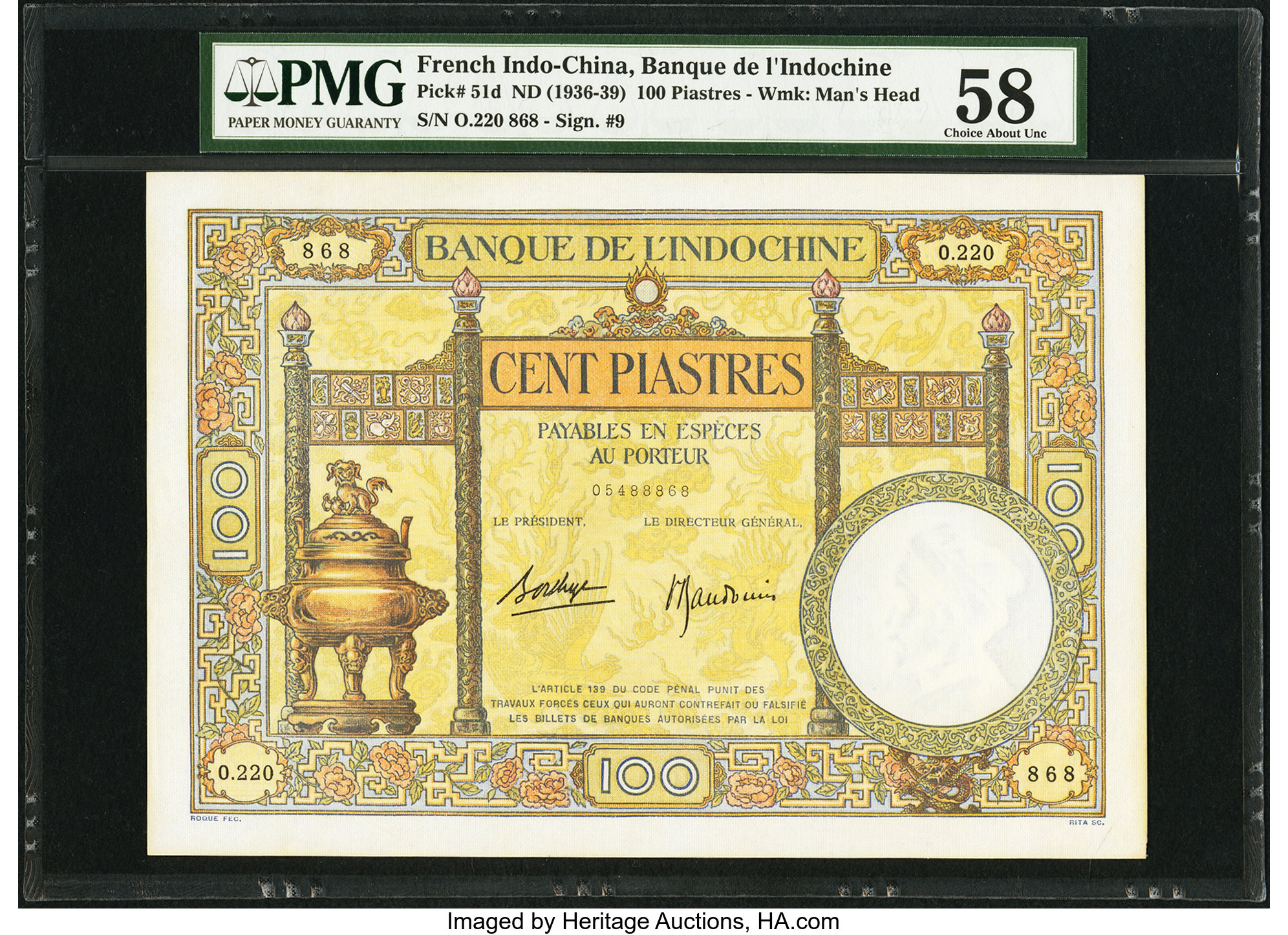 image for: French Indo-China  100 piastres(B138d)