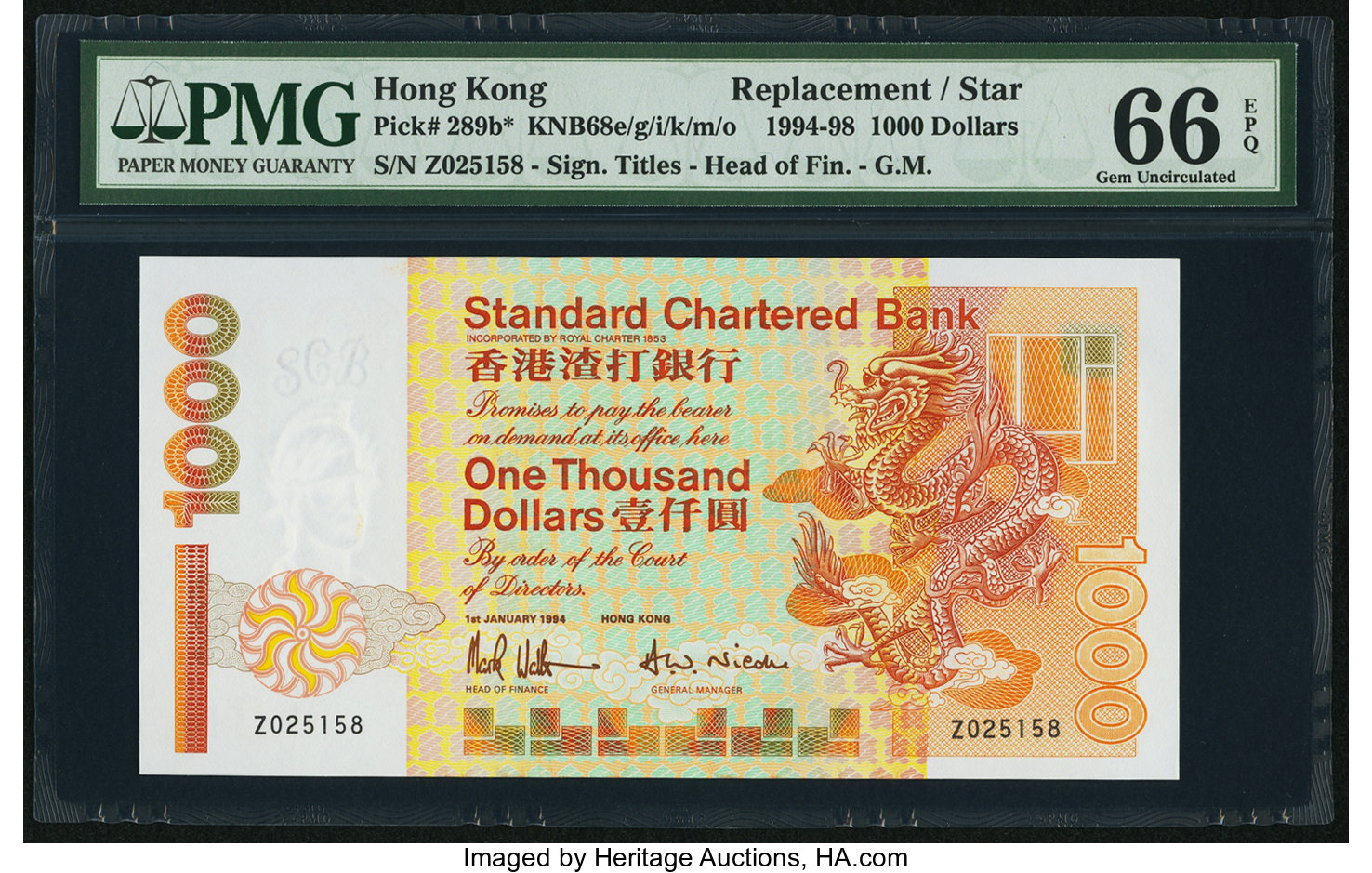 image for: Hong Kong  1,000 dollars (B412c)