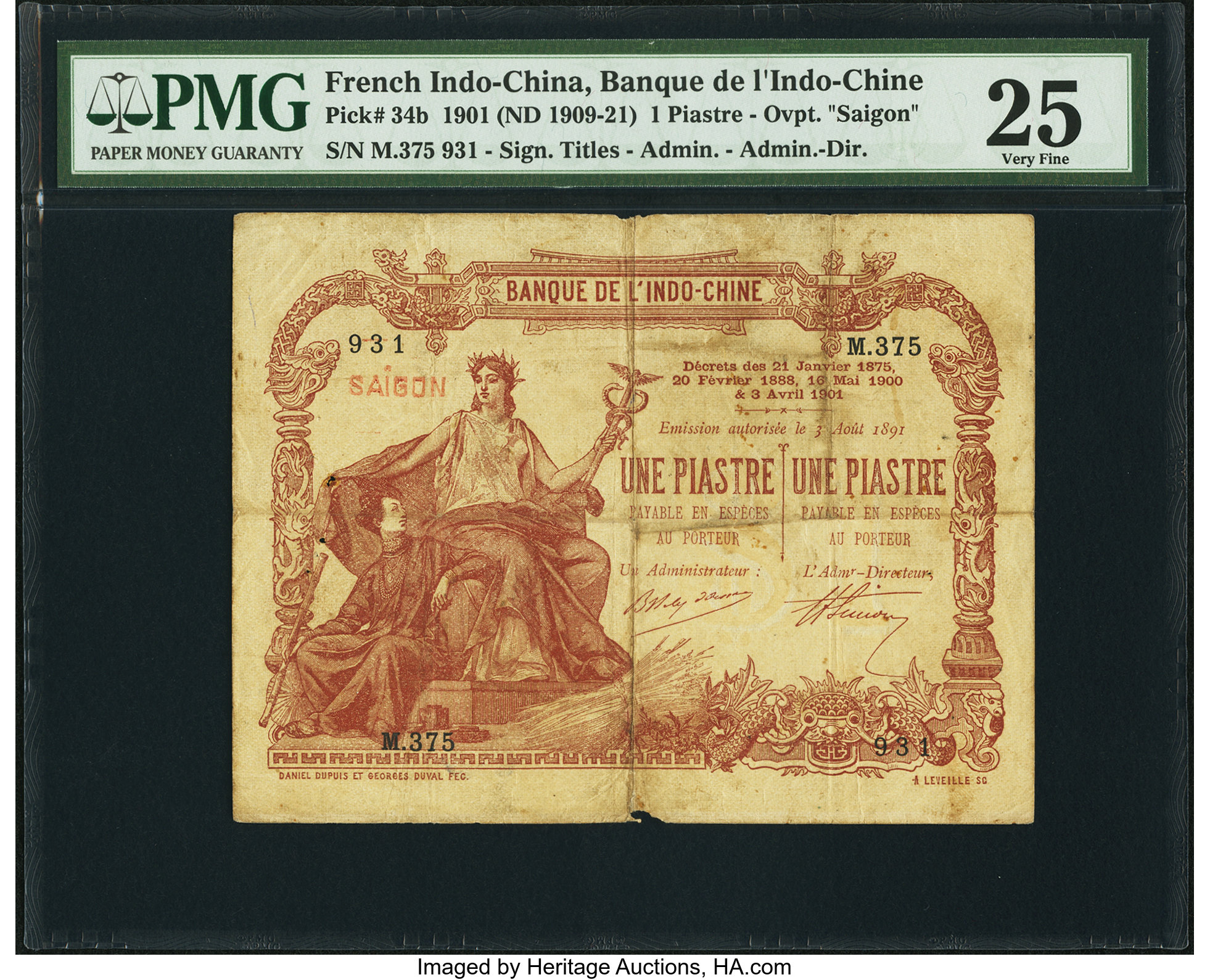 image for: French Indo-China  1 piastre(B114a)