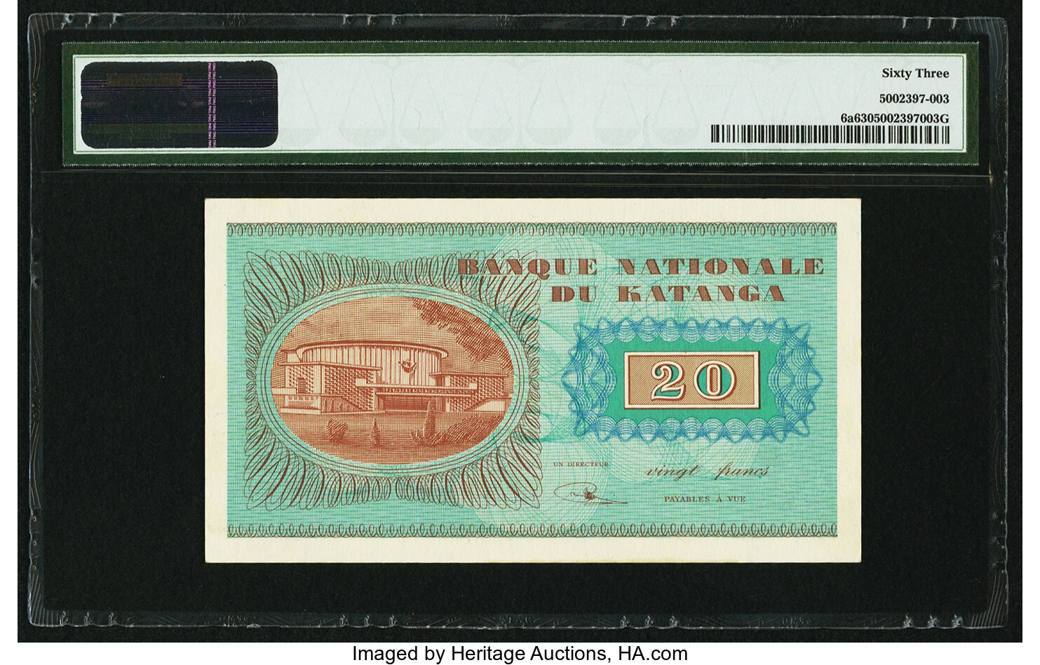 image for: Katanga  20 francs(B202ar)