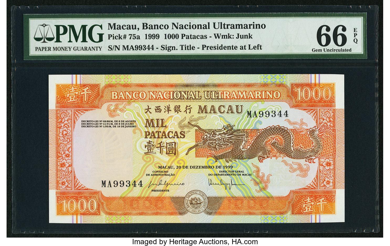 image for: Macau  1,000 patacas (B067f)