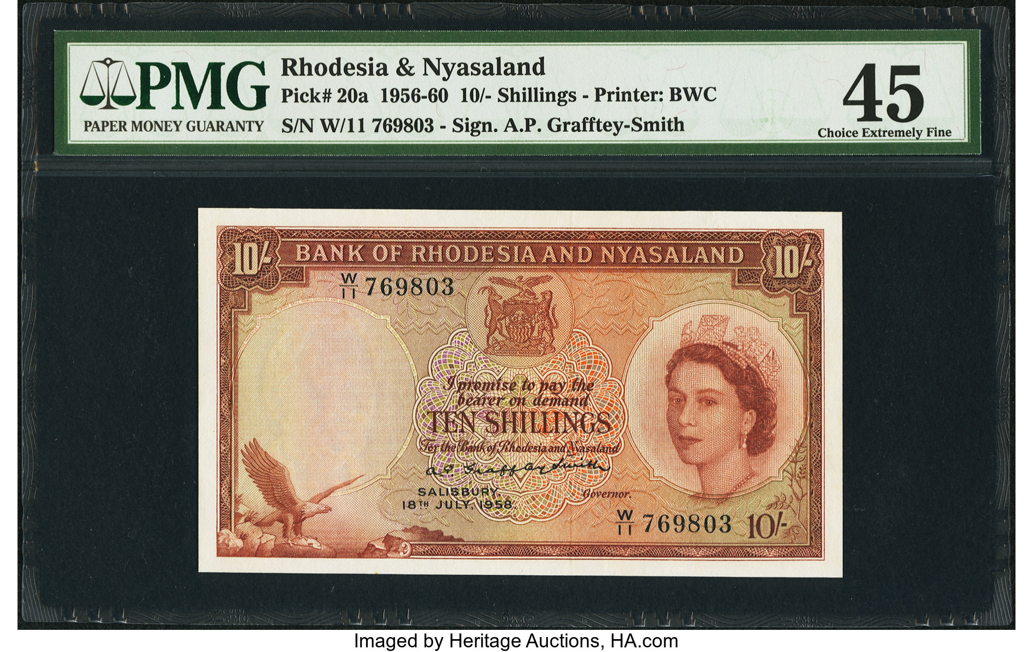 image for: Rhodesia and Nyasaland  10 shillings(B101b21s)