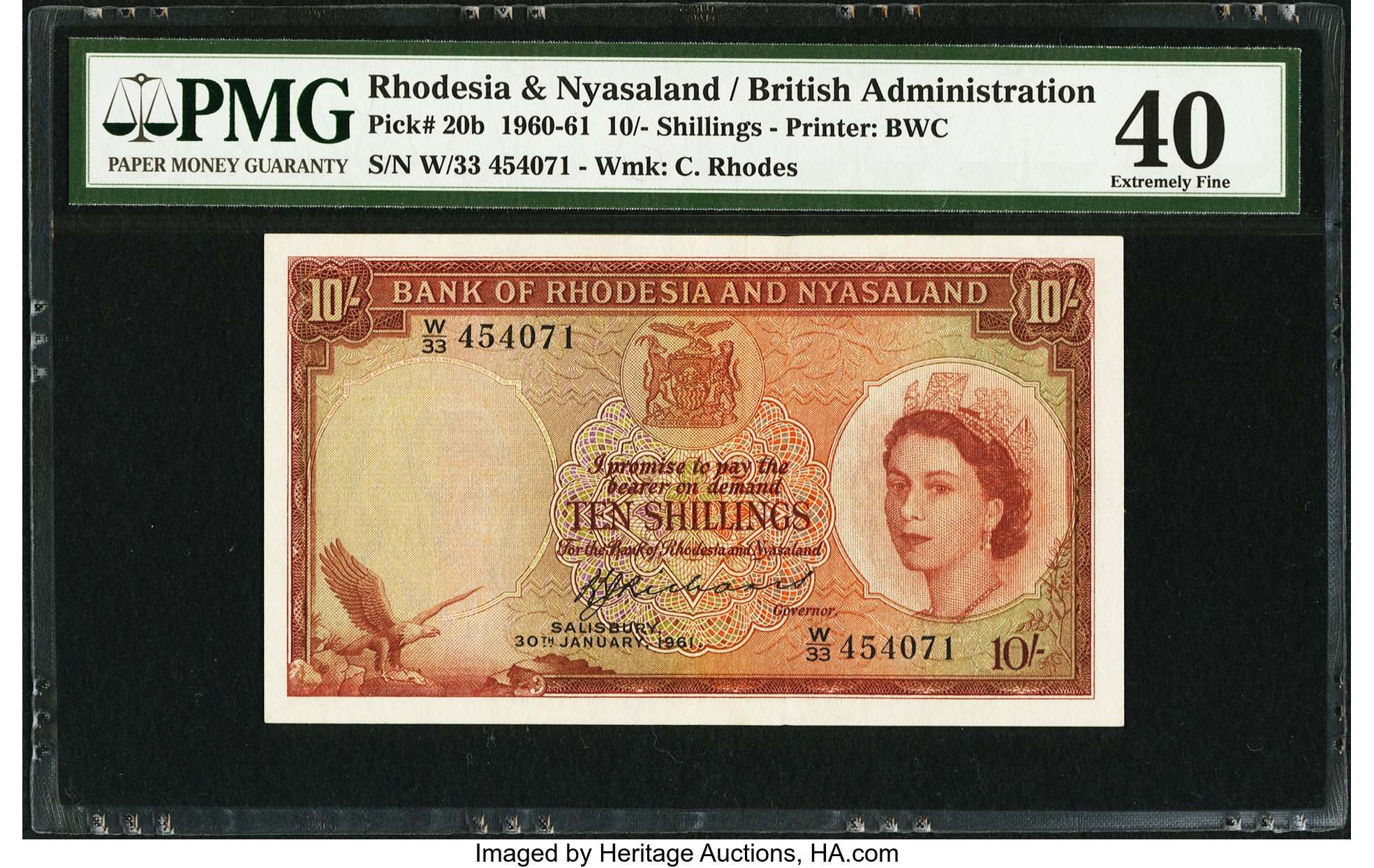 image for: Rhodesia and Nyasaland  10 shillings(B101b39)