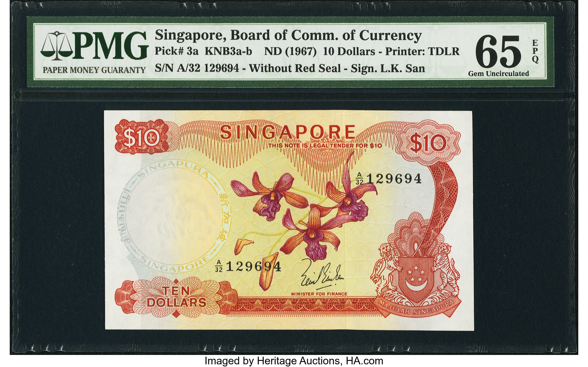 image for: Singapore  10 dollars (B103as)