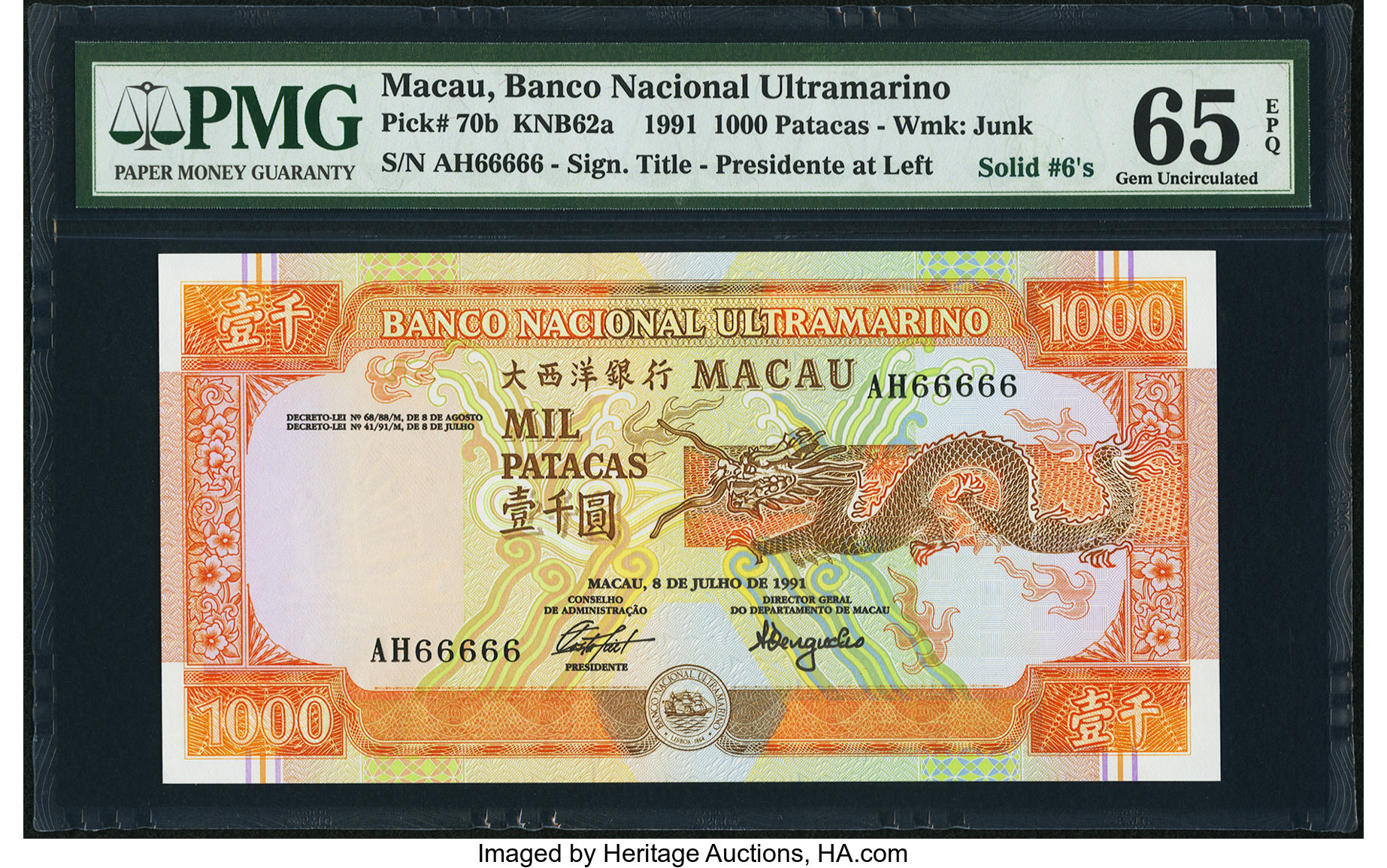 image for: Macau  1,000 patacas (B067a)