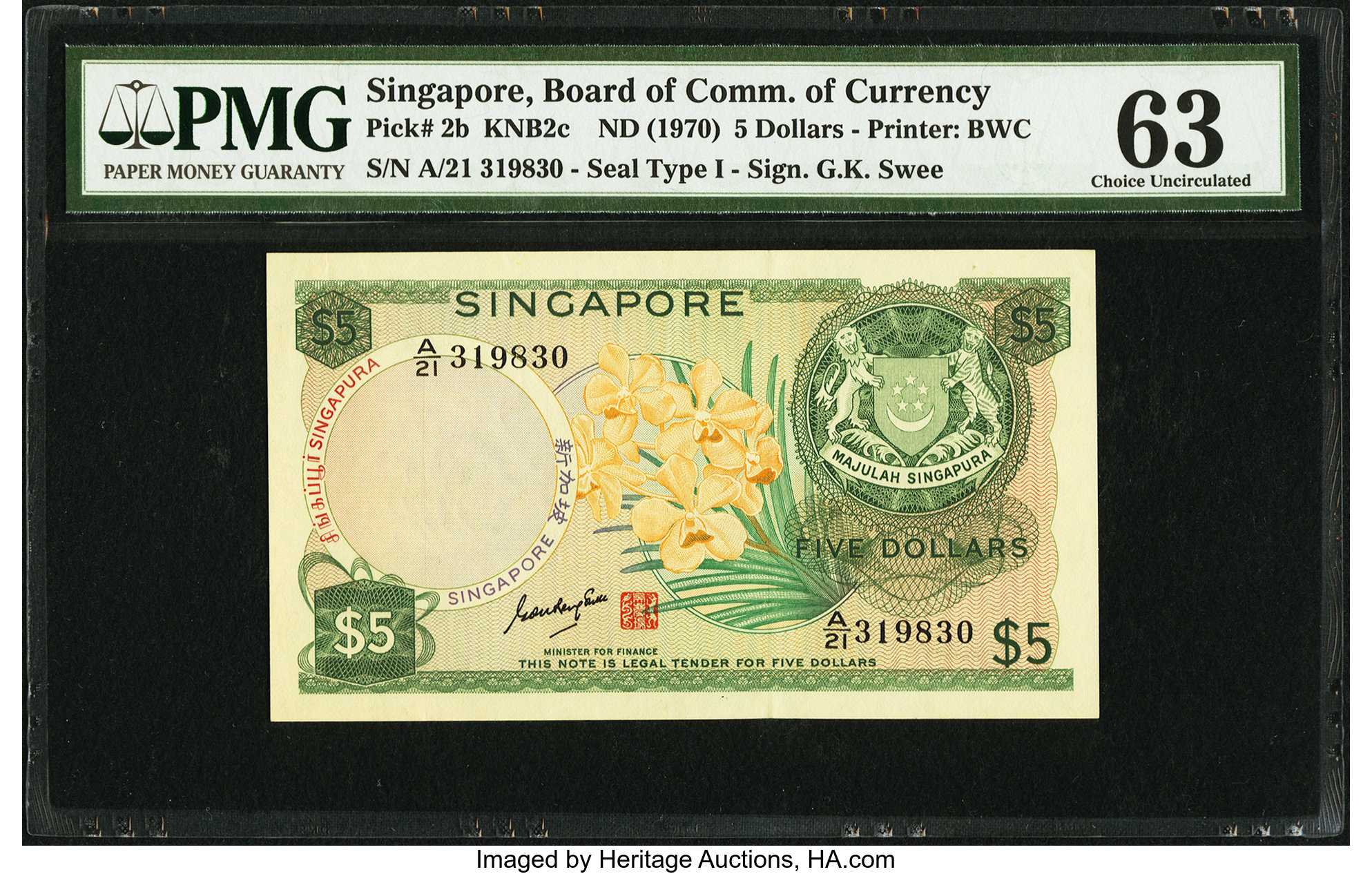 image for: Singapore  5 dollars (B102as)