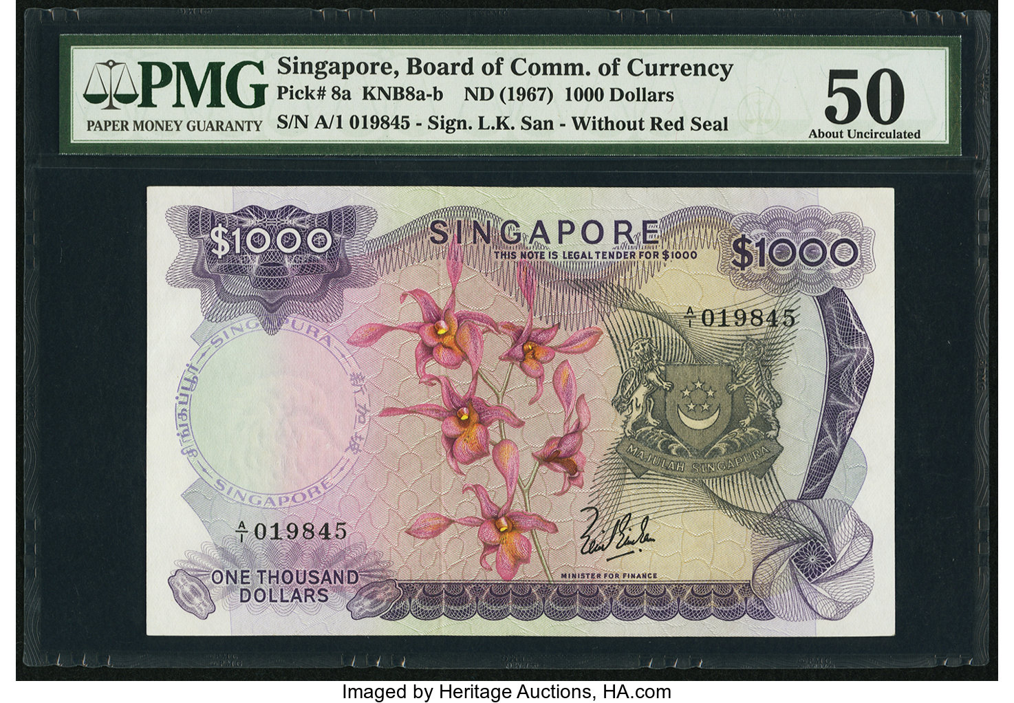 image for: Singapore  10,000 dollars (B109a)