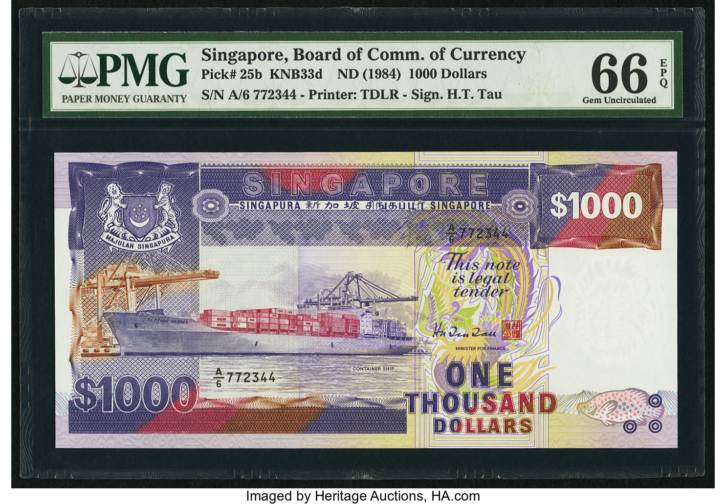 image for: Singapore  1,000 dollars (B126z)